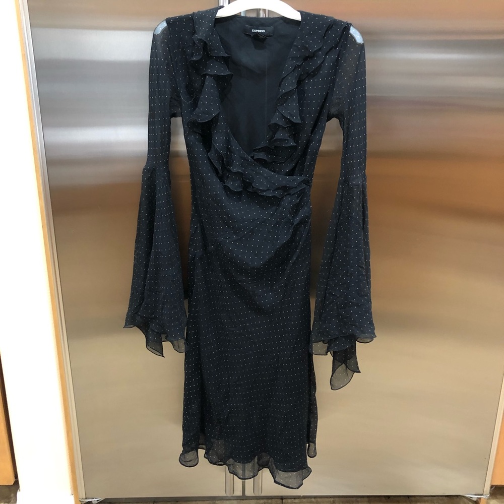 Express bell sleeve ruffle dress